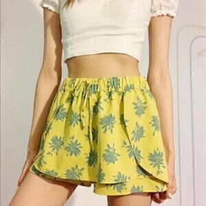 Zara Ruffle Skort XS / 24 MUSTARD YELLOW BLUE FLORAL PALM